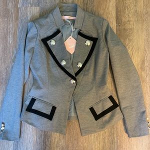 New Gray military style fitted blazer